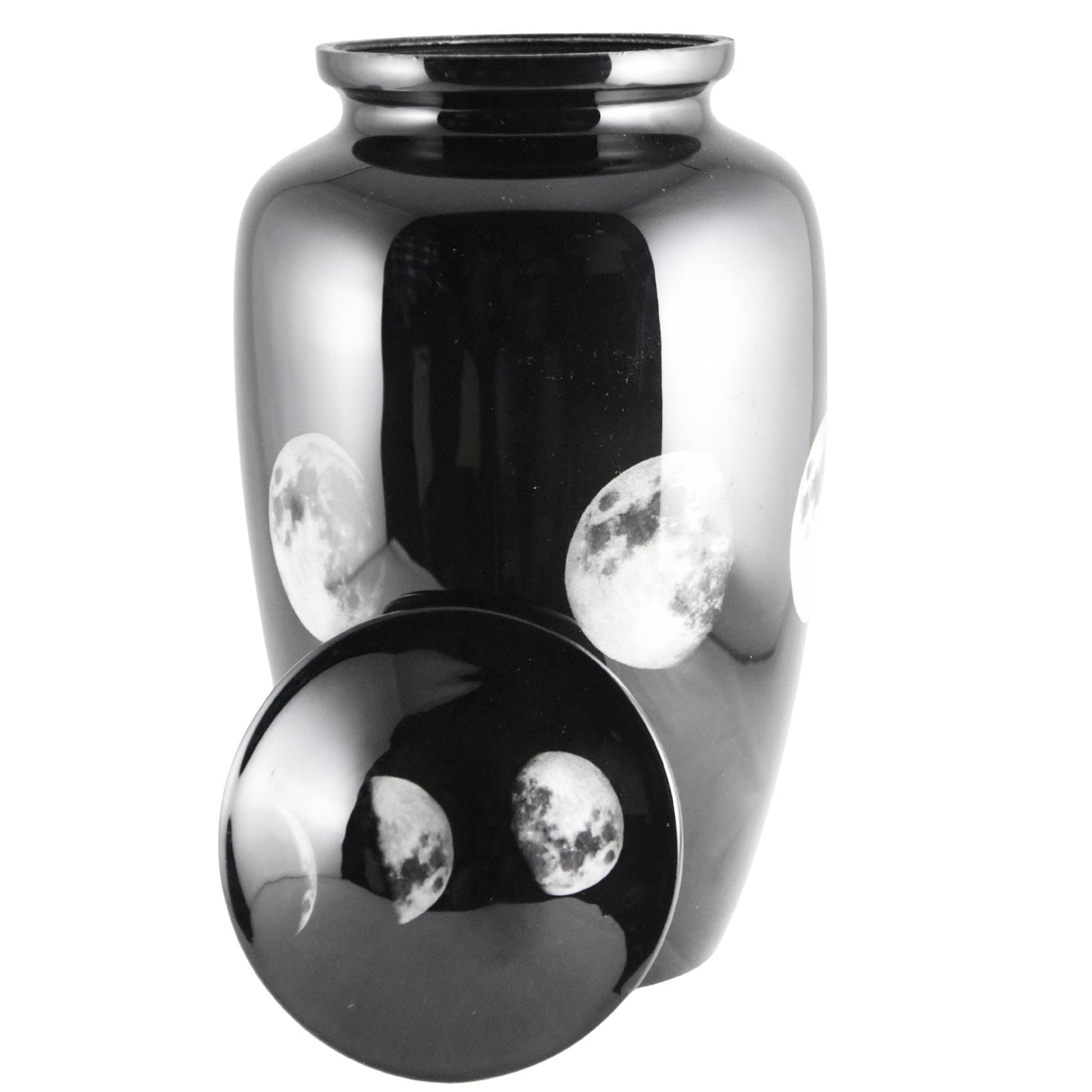 Phases of the Moon - Black Urn with different phases of the moon for Ashes Adult male - Urns for human ashes Adult female - Urns