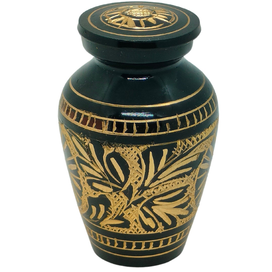 Solid Brass Flower Etched Keepsakes Set of 4 - Keepsakes for Ashes