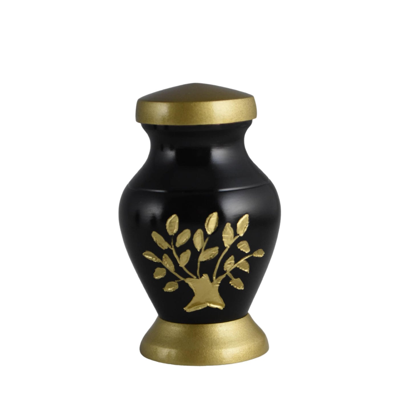 Gold Tree of Life Green/Gray/Black - Unique design Keepsake Single in Velvet Box for Ashes Adult male/female - Hand Etched