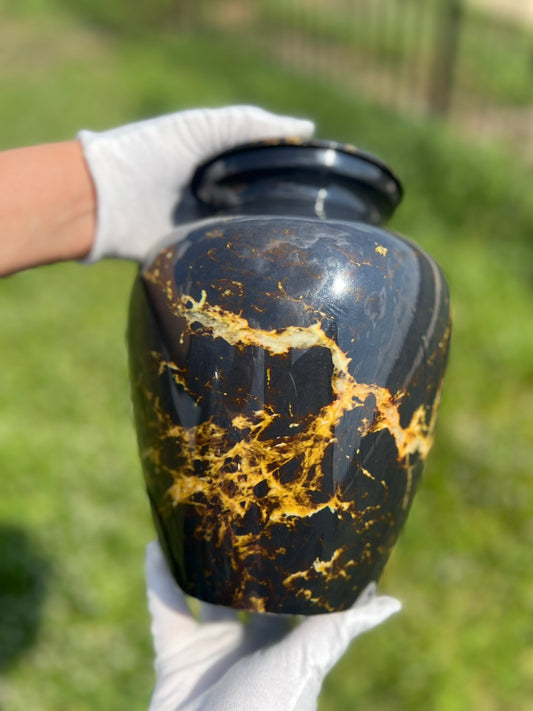 Premium Marble Urn Finish for Ashes Adult male - Urns for human ashes adult female - Cremation Urns for Adult Ashes - Black/Silver/Gray/Sand