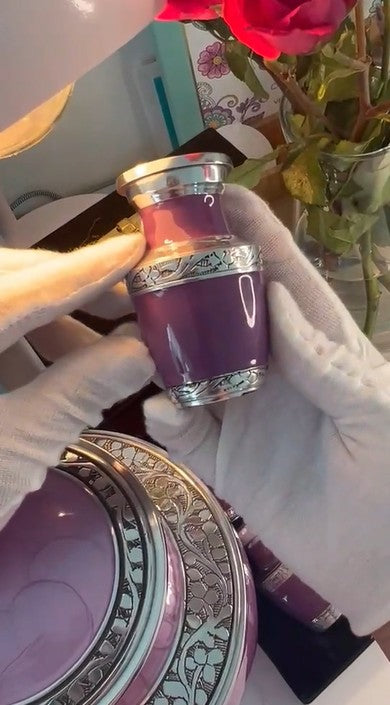 Beautiful Small Mini Keepsake Cremation Urns for Human Ashes Set of 4 - with Velvet Box