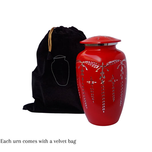 Diamond Cut Large Adult Cremation Urn for Human Ashes — With Velvet Bag