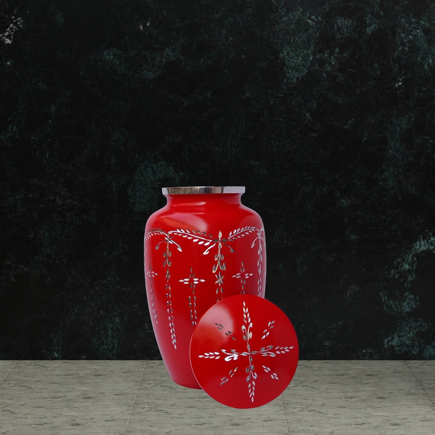 Diamond Cut Large Adult Cremation Urn for Human Ashes — With Velvet Bag