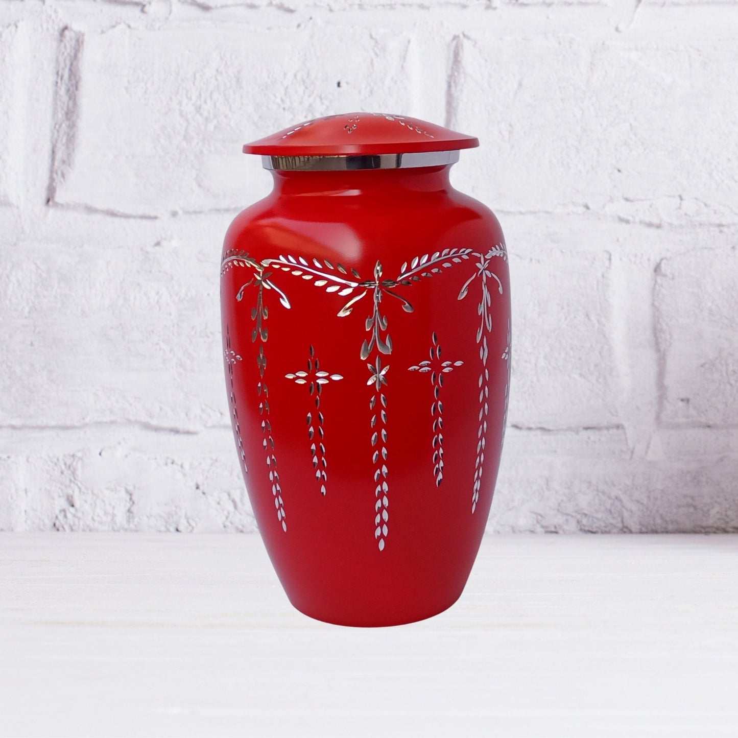 Diamond Cut Large Adult Cremation Urn for Human Ashes — With Velvet Bag