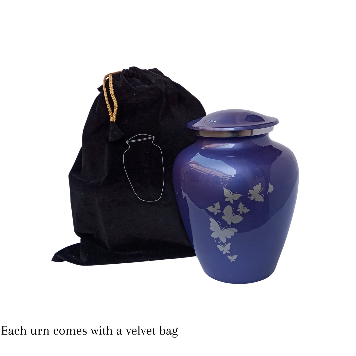 Beautiful Butterfly Large Adult Cremation Urn for Human Ashes — With Velvet Bag