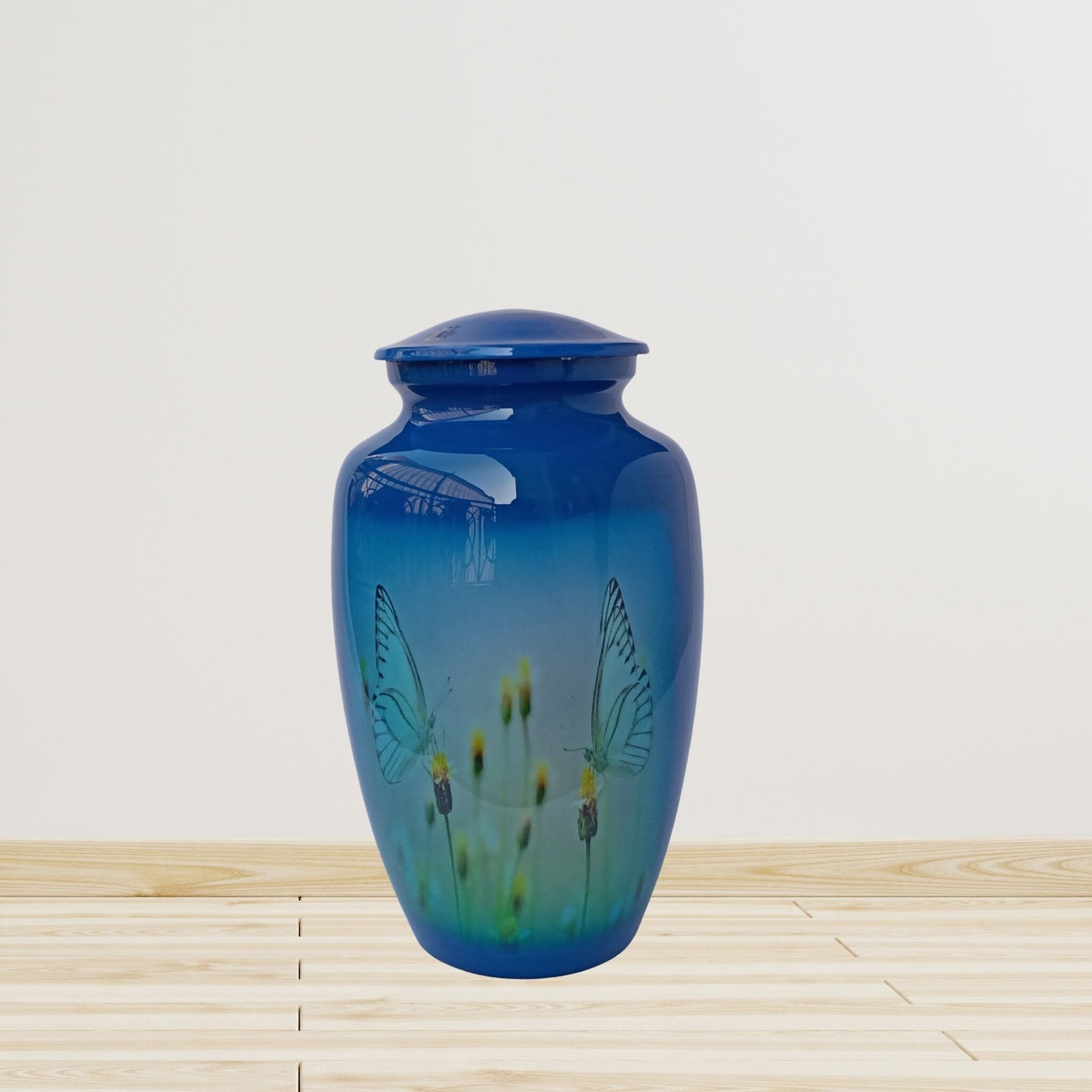 Two Butterfly Large Adult Cremation Urn for Human Ashes — With Velvet Bag