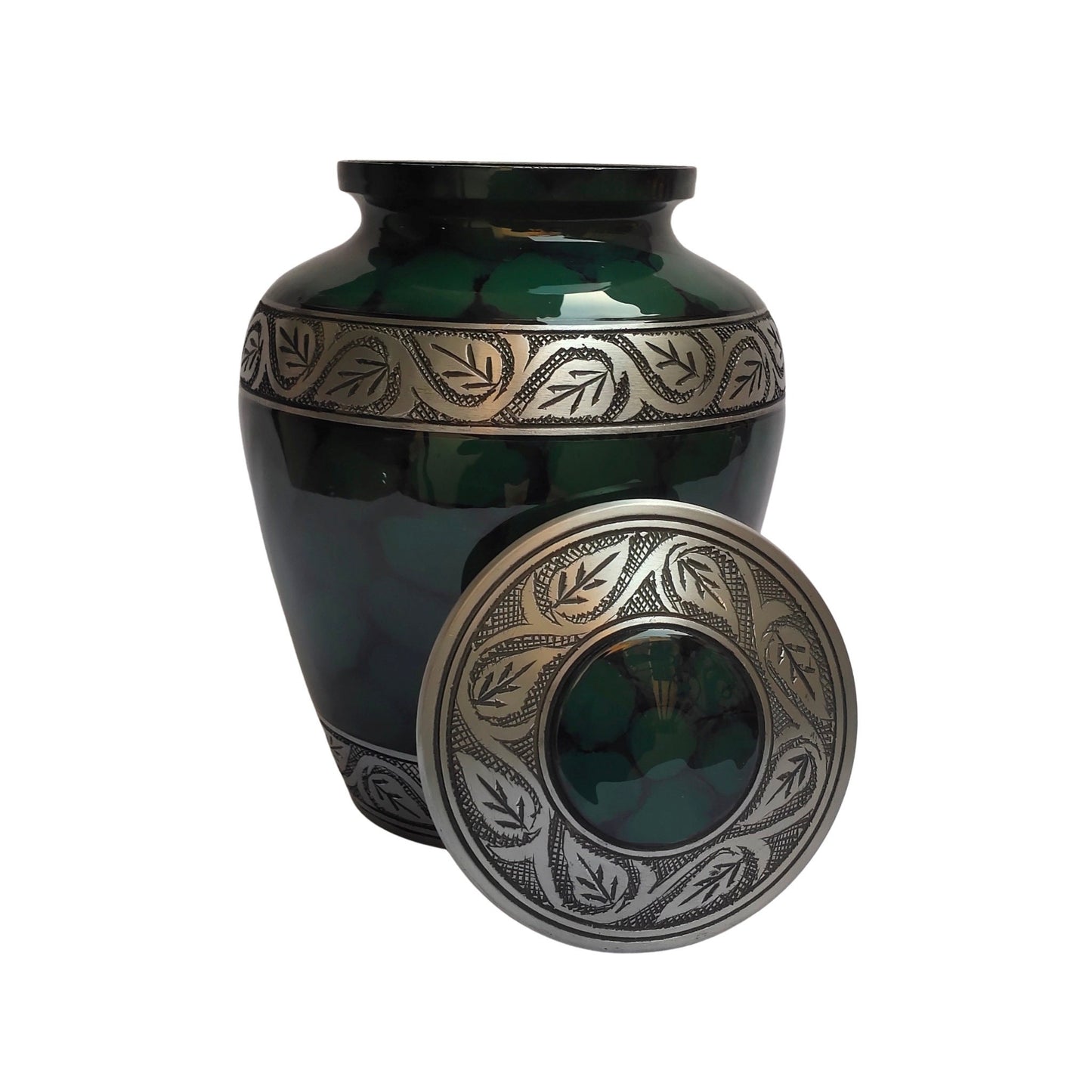 Etched Vine Handcrafted Large Adult Cremation Urn for Human Ashes — With Velvet Bag