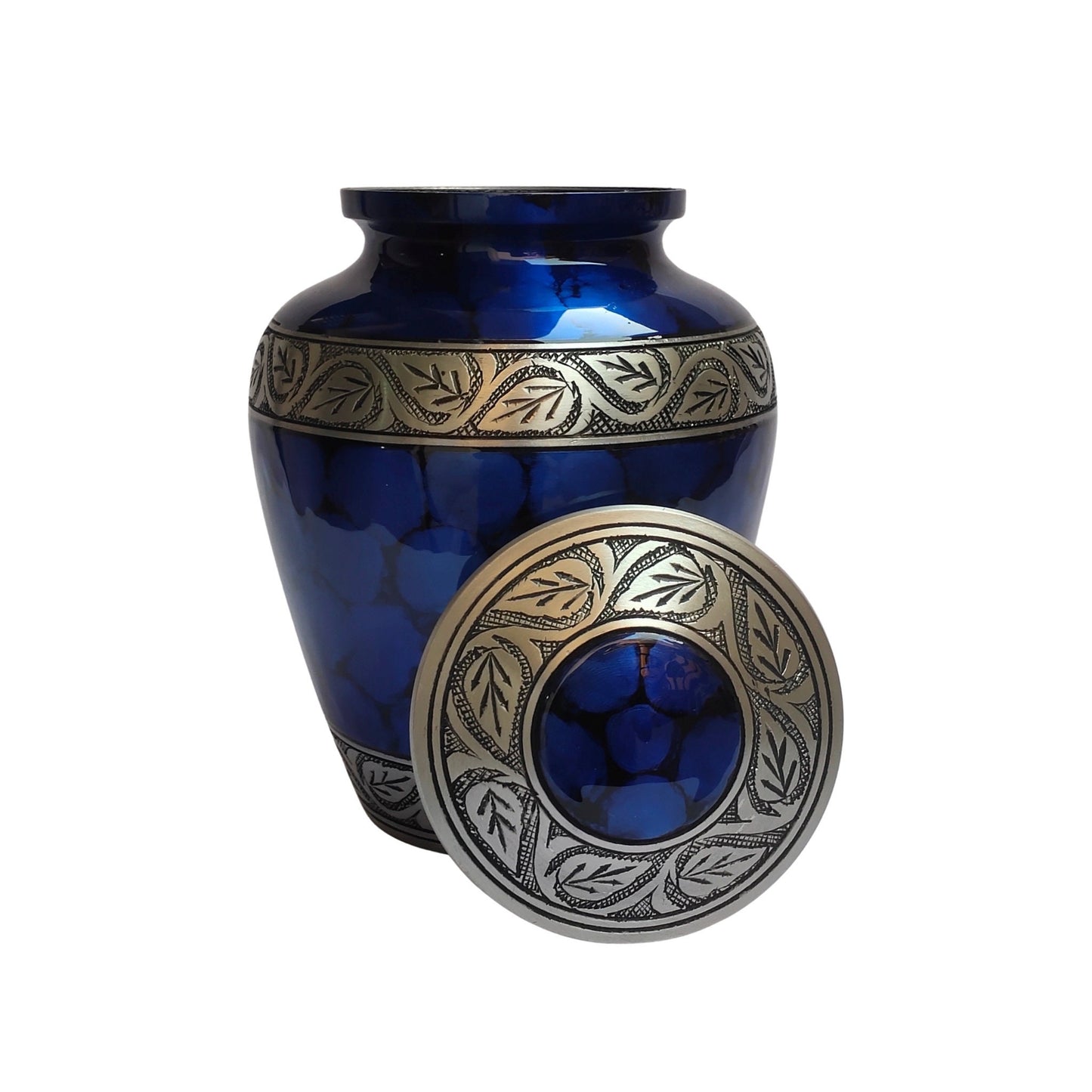 Etched Vine Handcrafted Large Adult Cremation Urn for Human Ashes — With Velvet Bag