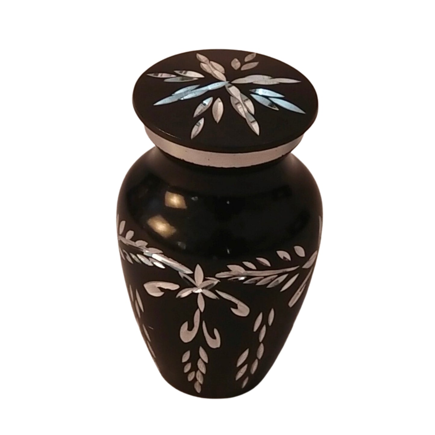 Beautiful Diamond Cut Blue/Black/Red/White Small Mini Keepsake Cremation Urns for Human Ashes - with Velvet Box Set of 4