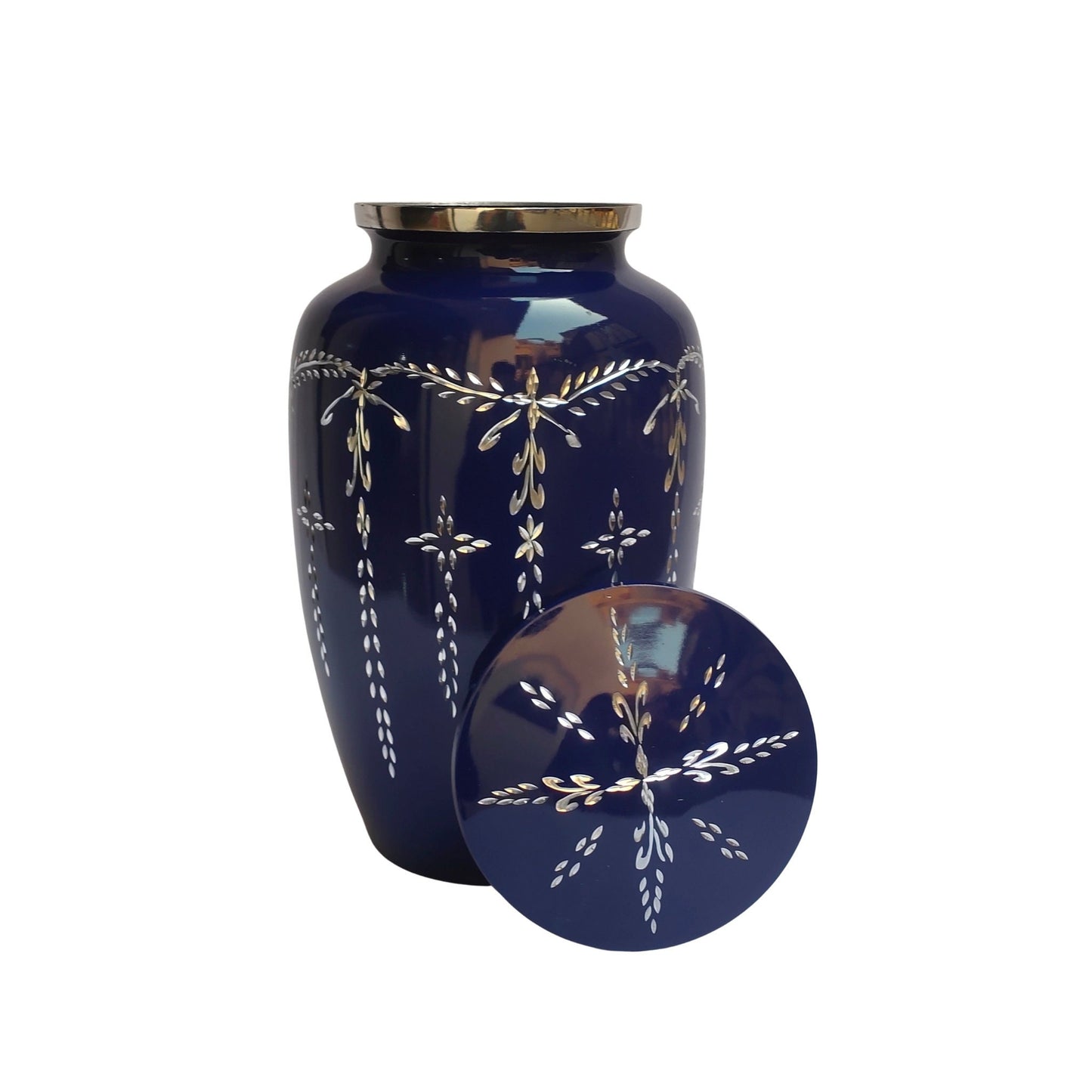 Diamond Cut Large Adult Cremation Urn for Human Ashes — With Velvet Bag