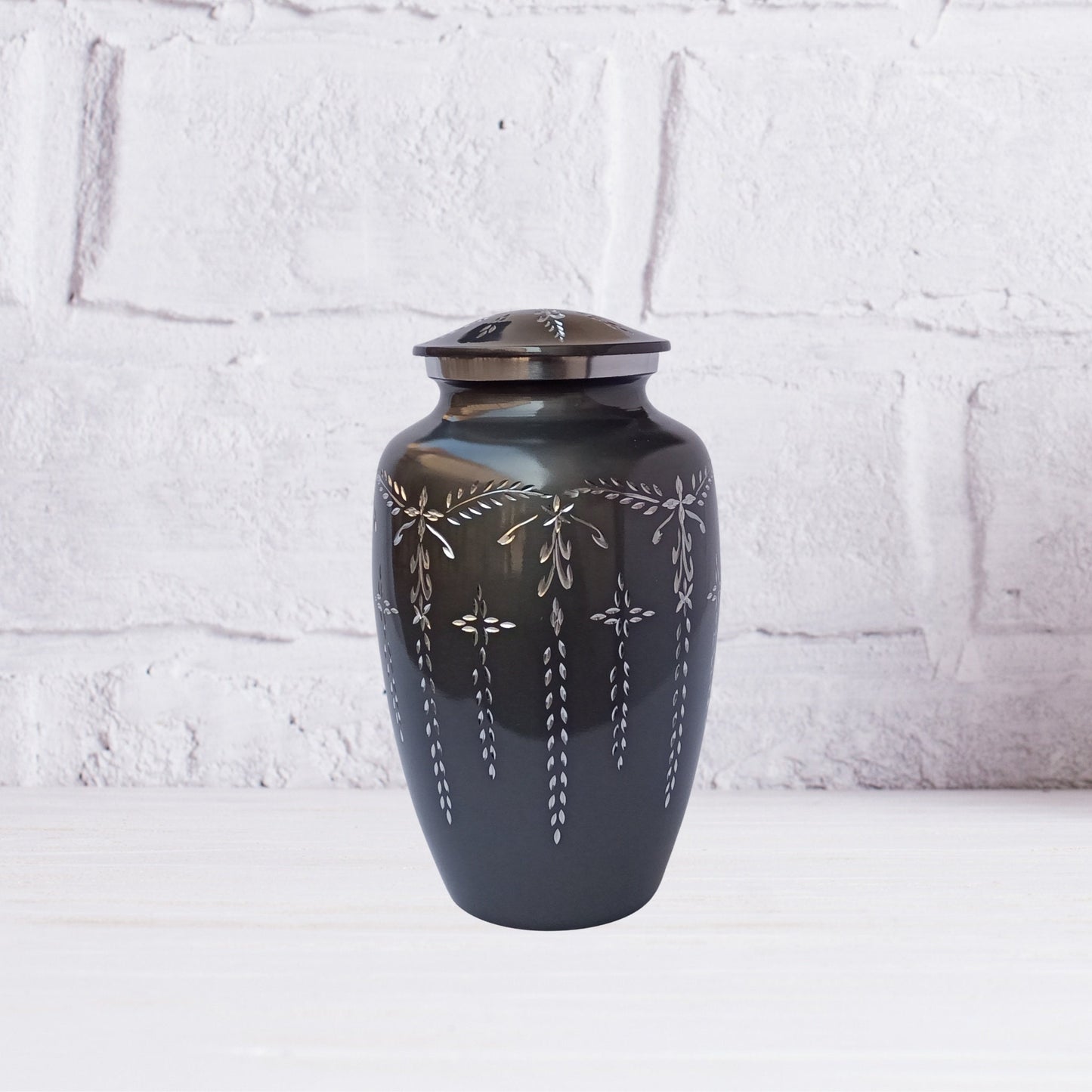 Diamond Cut Large Adult Cremation Urn for Human Ashes — With Velvet Bag