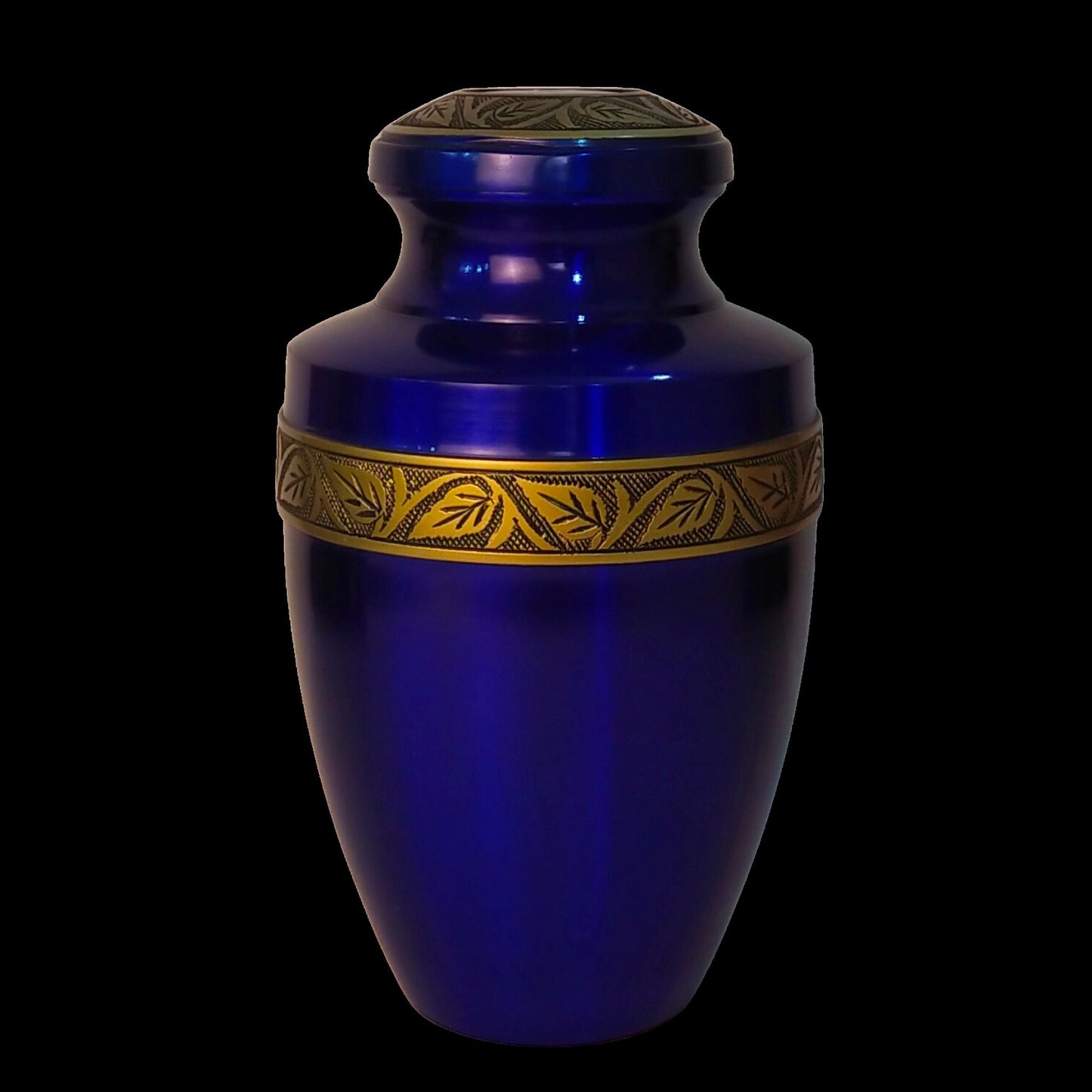 Leaves Metallic Finish Large Adult Cremation Urn for Human Ashes — With Velvet Bag