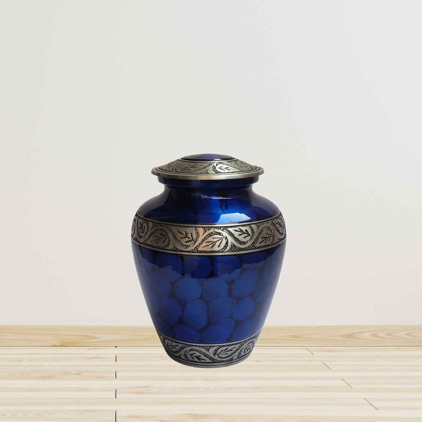 Etched Vine Handcrafted Large Adult Cremation Urn for Human Ashes — With Velvet Bag