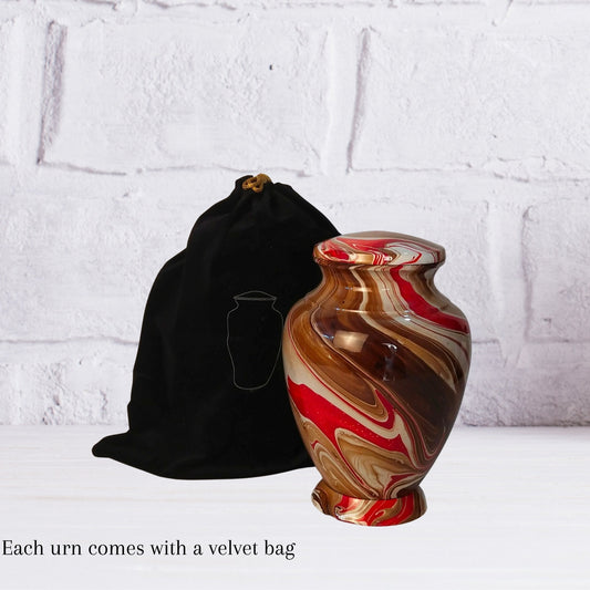 Marble Finish Large Adult Cremation Urn for Human Ashes — With Velvet Bag