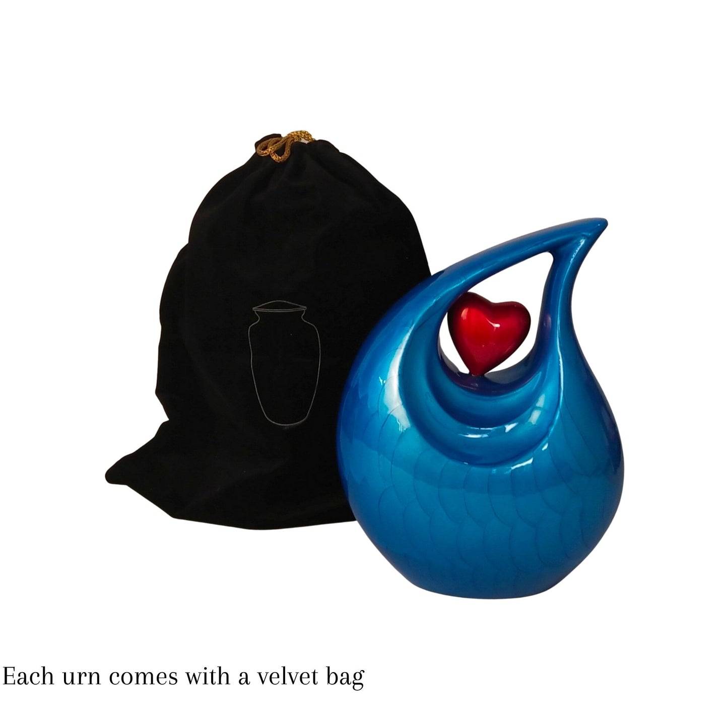 Teardrop Cremation Large Adult Cremation Urn for Human Ashes — With Velvet Bag