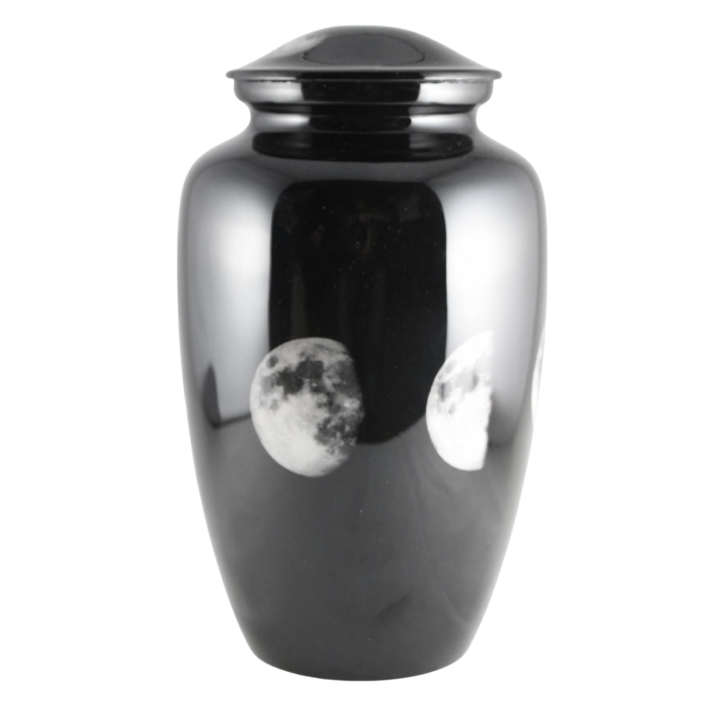 Phases of the Moon - Black Urn with different phases of the moon for Ashes Adult male - Urns for human ashes Adult female - Urns