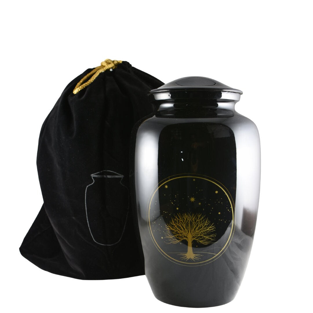 Tree of Life - Black with Golden Tree of Life Urn for Ashes Adult male - Urns for human ashes adult female - Urns - Beautiful Tree of Life