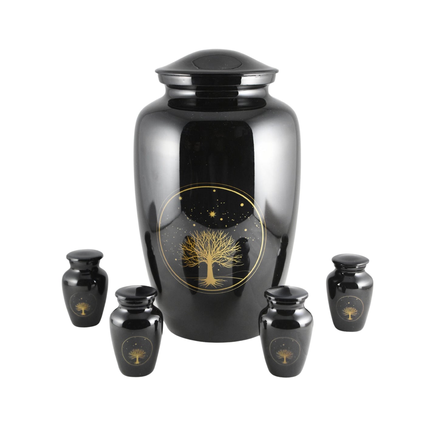 Tree of Life - Black with Golden Tree of Life Urn for Ashes Adult male - Urns for human ashes adult female - Urns - Beautiful Tree of Life