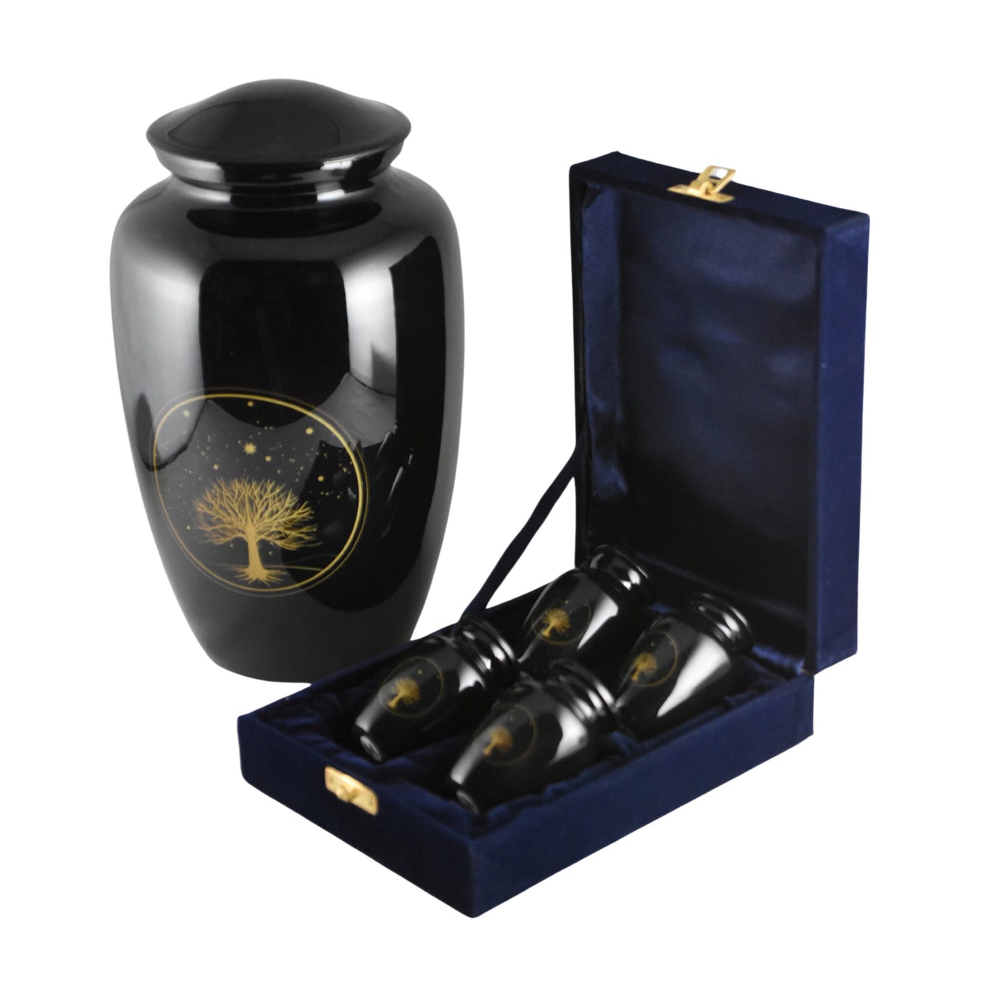 Tree of Life - Black with Golden Tree of Life Urn for Ashes Adult male - Urns for human ashes adult female - Urns - Beautiful Tree of Life