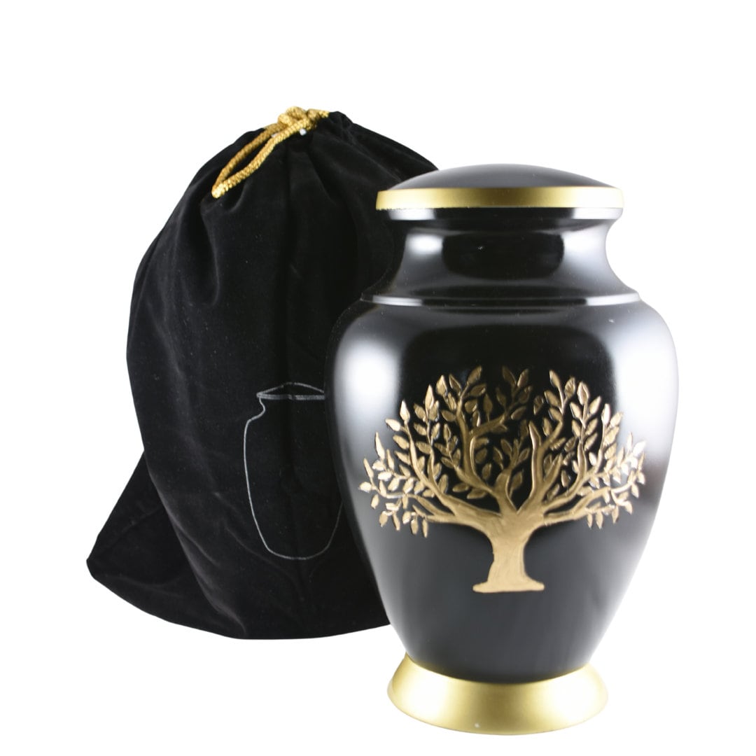 Gold Tree of Life Green/Gray/Black -  Unique design Urn for Ashes Adult male - Urns for human ashes adult male/female -  Etched Tree of Life