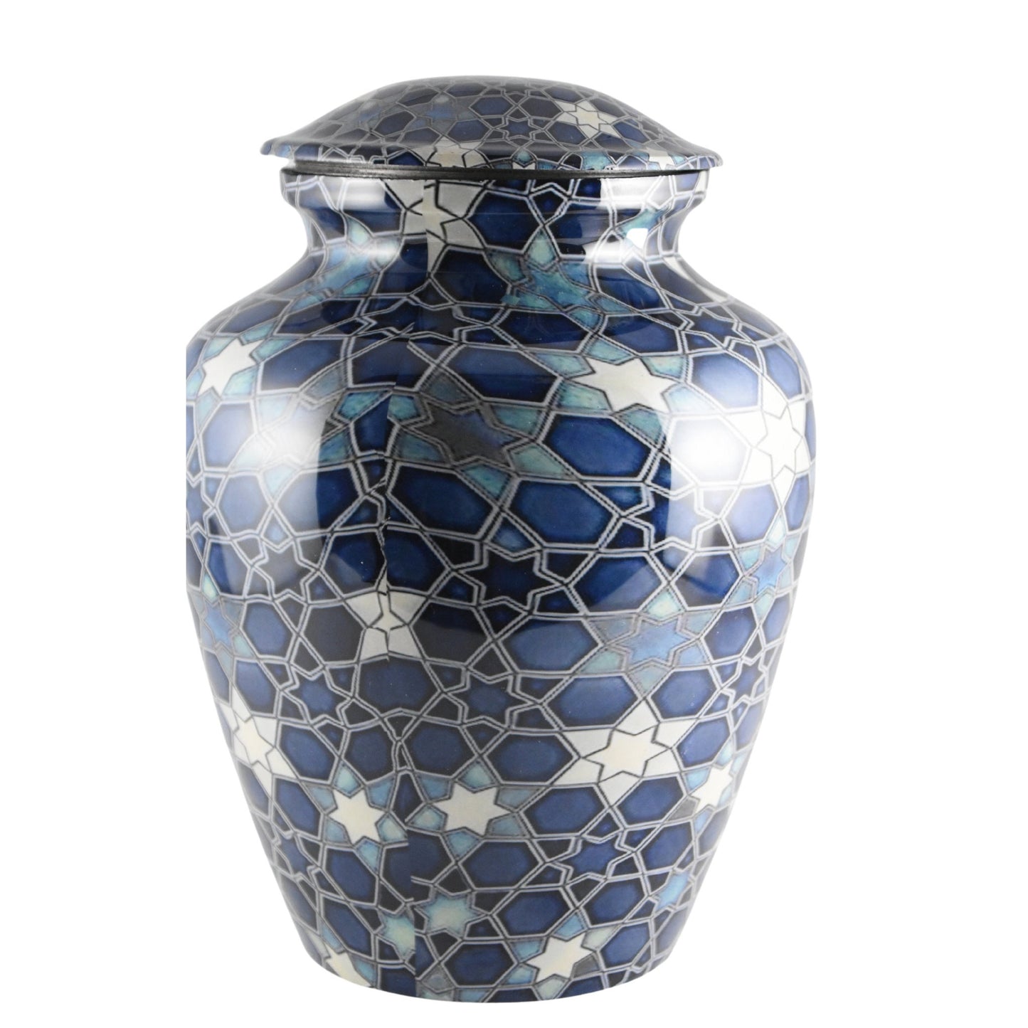 Blue Mosaic Star Pattern Urn for Ashes Adult male - Urns for human ashes adult female - Urns for adult ashes - Blue Mosaic - Star Pattern