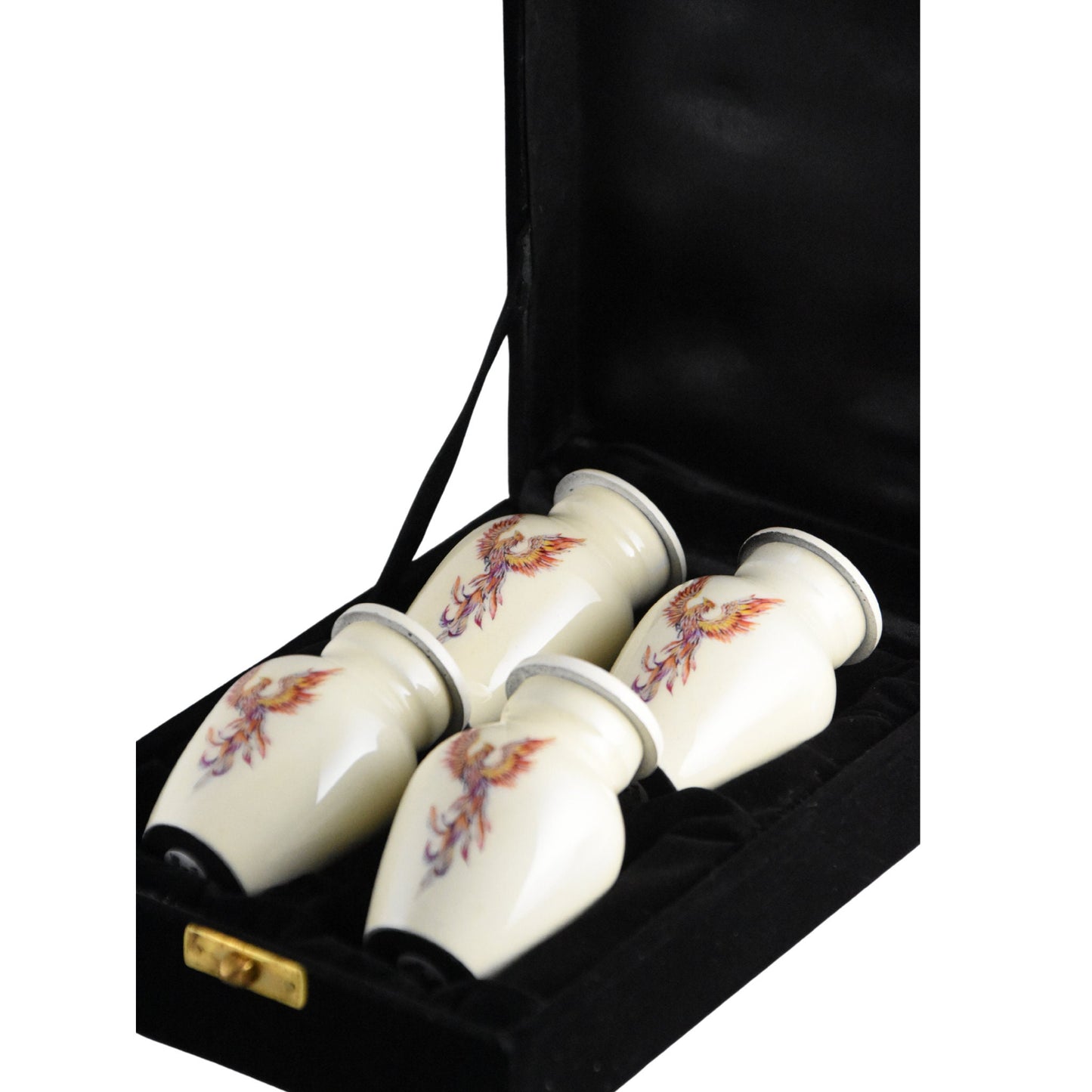 Phoenix - Immortal Bird White Keepsakes Set of 4 for Ashes Adult male - Keepsakes for human ashes adult female -  Cremation Urns - Firebird