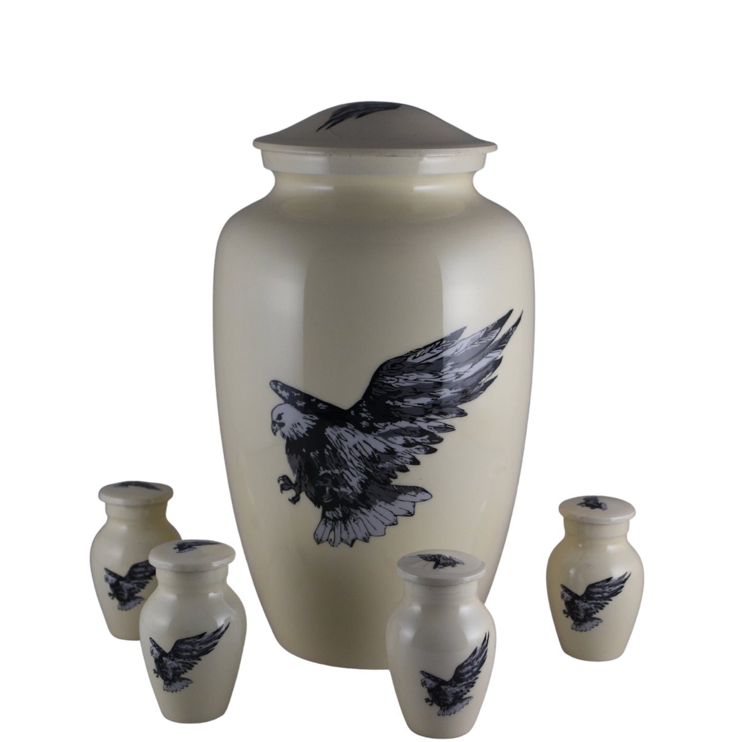 Flying Eagle - Eagle in Flight White Keepsakes Set of 4 for Ashes Adult male - Keepsakes for human ashes adult female -  Cremation Urns