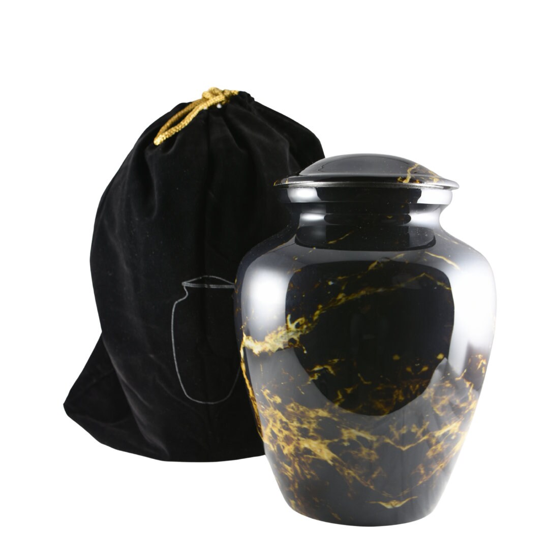 Premium Marble Urn Finish for Ashes Adult male - Urns for human ashes adult female - Cremation Urns for Adult Ashes - Black/Silver/Gray/Sand