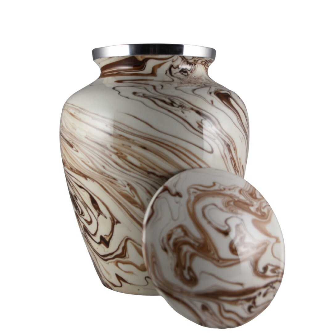 Premium Marble Urn Finish for Ashes Adult male - Urns for human ashes adult female - Cremation Urns for Adult Ashes - Black/Silver/Gray/Sand