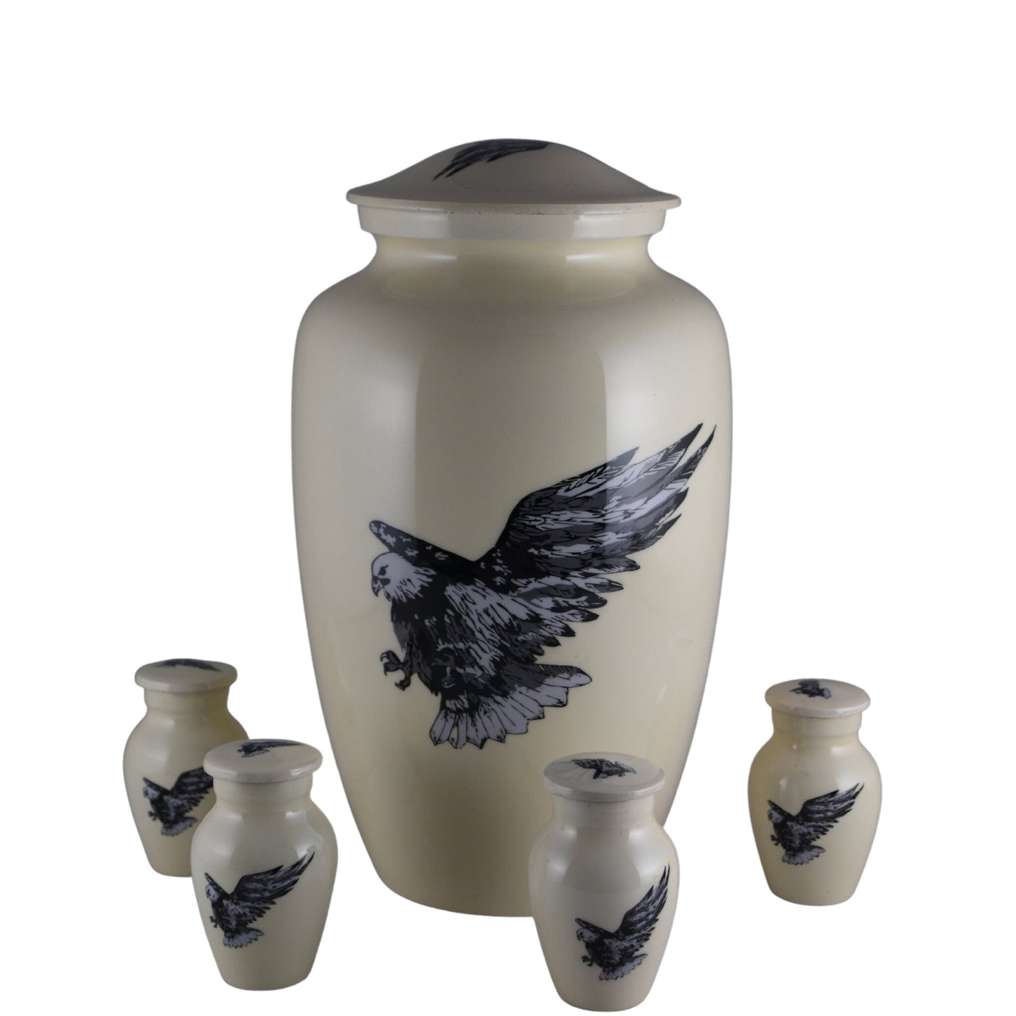 Flying Eagle - Eagle in Flight White Urn for Ashes Adult male - Urns for human ashes adult female - Cremation Urns for Adult Ashes