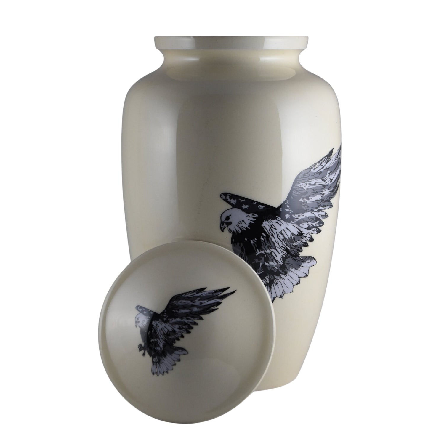 Flying Eagle - Eagle in Flight White Urn for Ashes Adult male - Urns for human ashes adult female - Cremation Urns for Adult Ashes