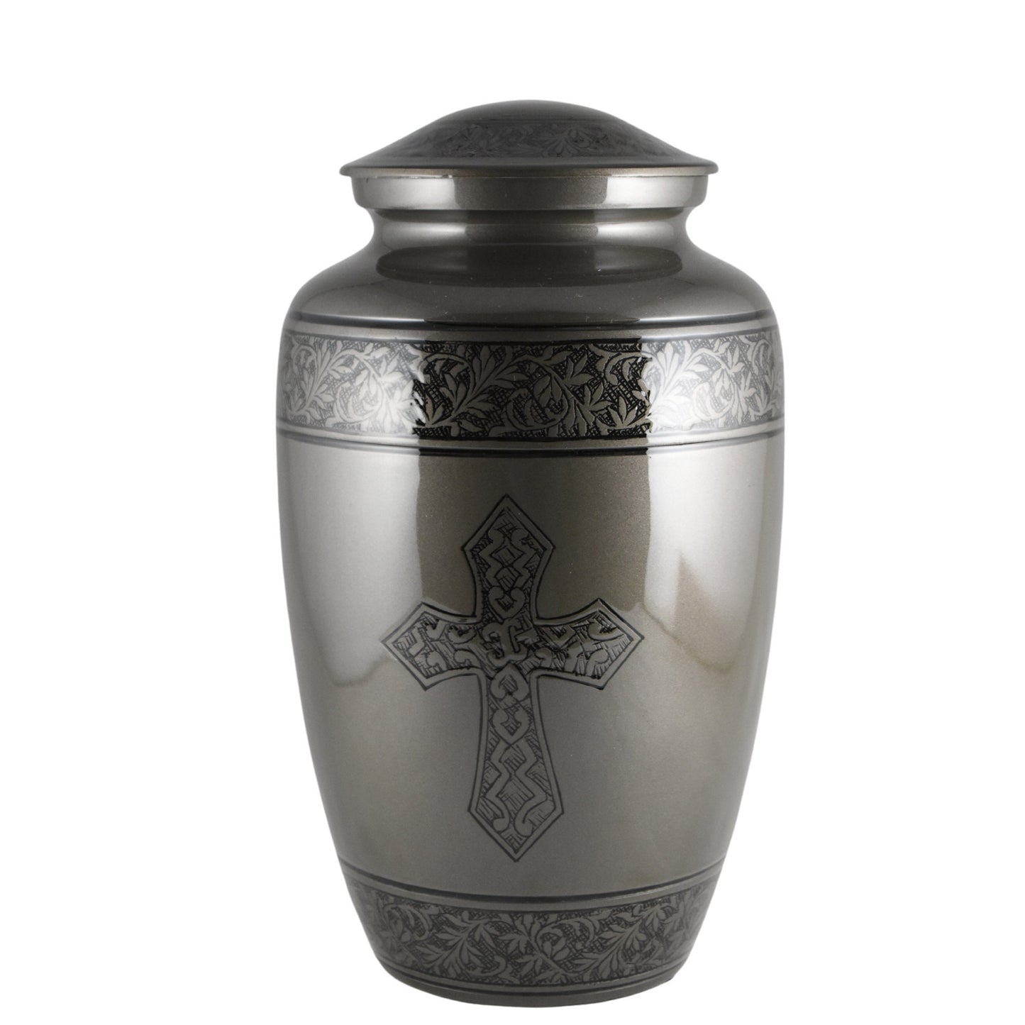 Holy Cross Large Adult Cremation Urn for Human Ashes — With Velvet Bag