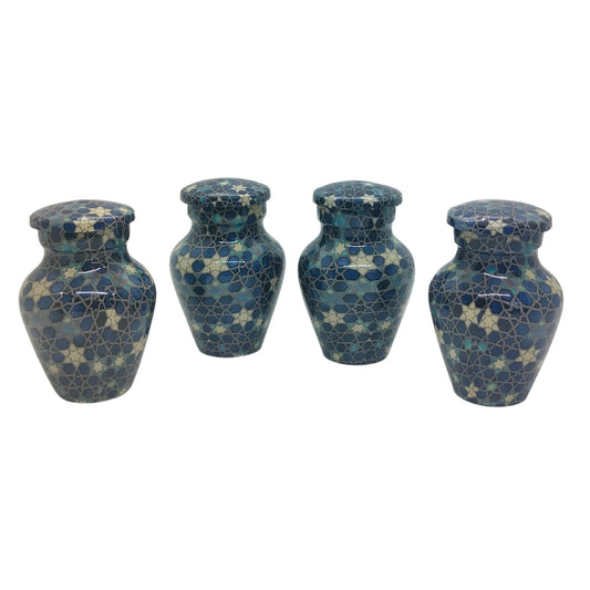 Blue Mosaic Star Pattern Keepsakes Set of 4 - Keepsakes for Ashes - Blue Mosaic - Star Pattern