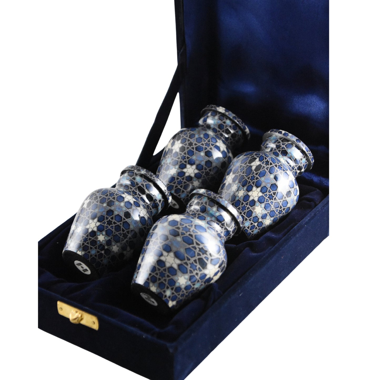 Blue Mosaic Star Pattern Keepsakes Set of 4 - Keepsakes for Ashes - Blue Mosaic - Star Pattern