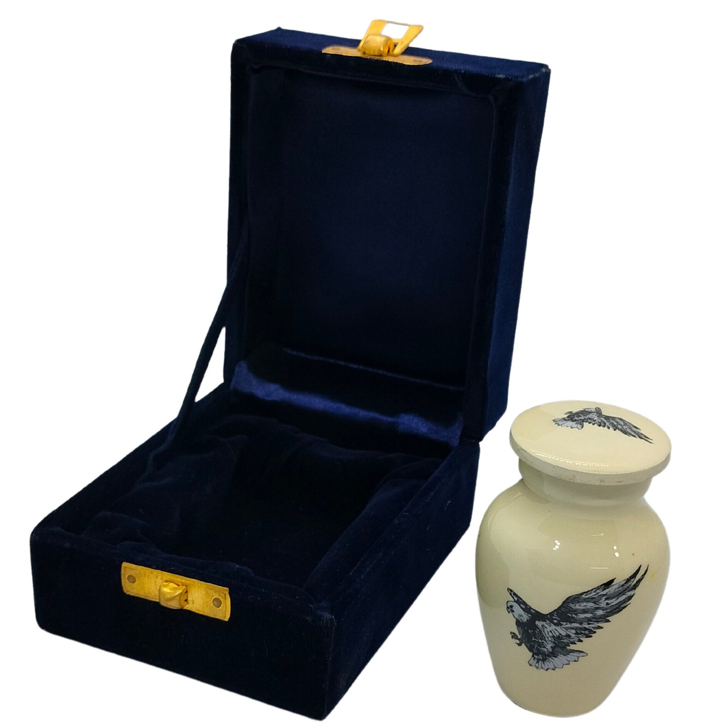 Flying Eagle - Eagle in Flight White Keepsake Single in Velvet Box for Ashes Adult male - Keepsakes for human ashes adult female