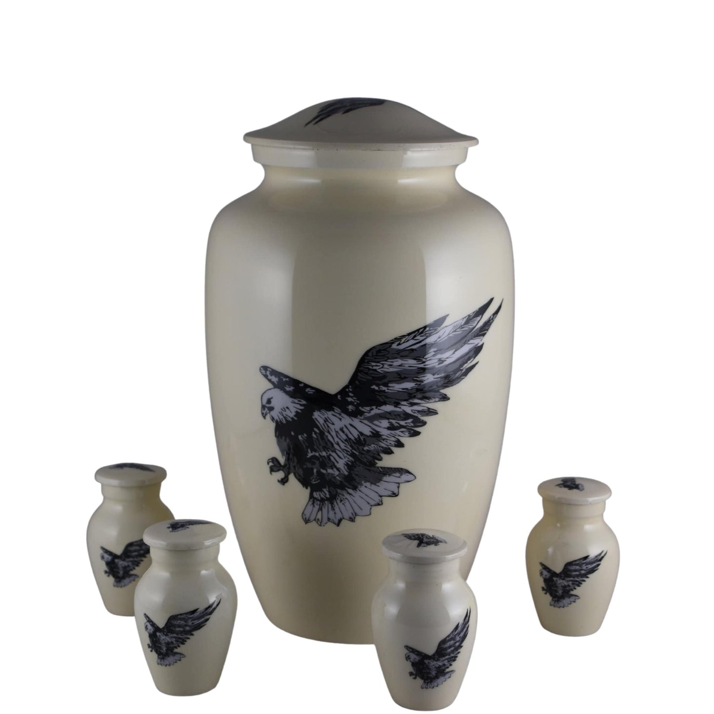 Flying Eagle - Eagle in Flight White Keepsake Single in Velvet Box for Ashes Adult male - Keepsakes for human ashes adult female