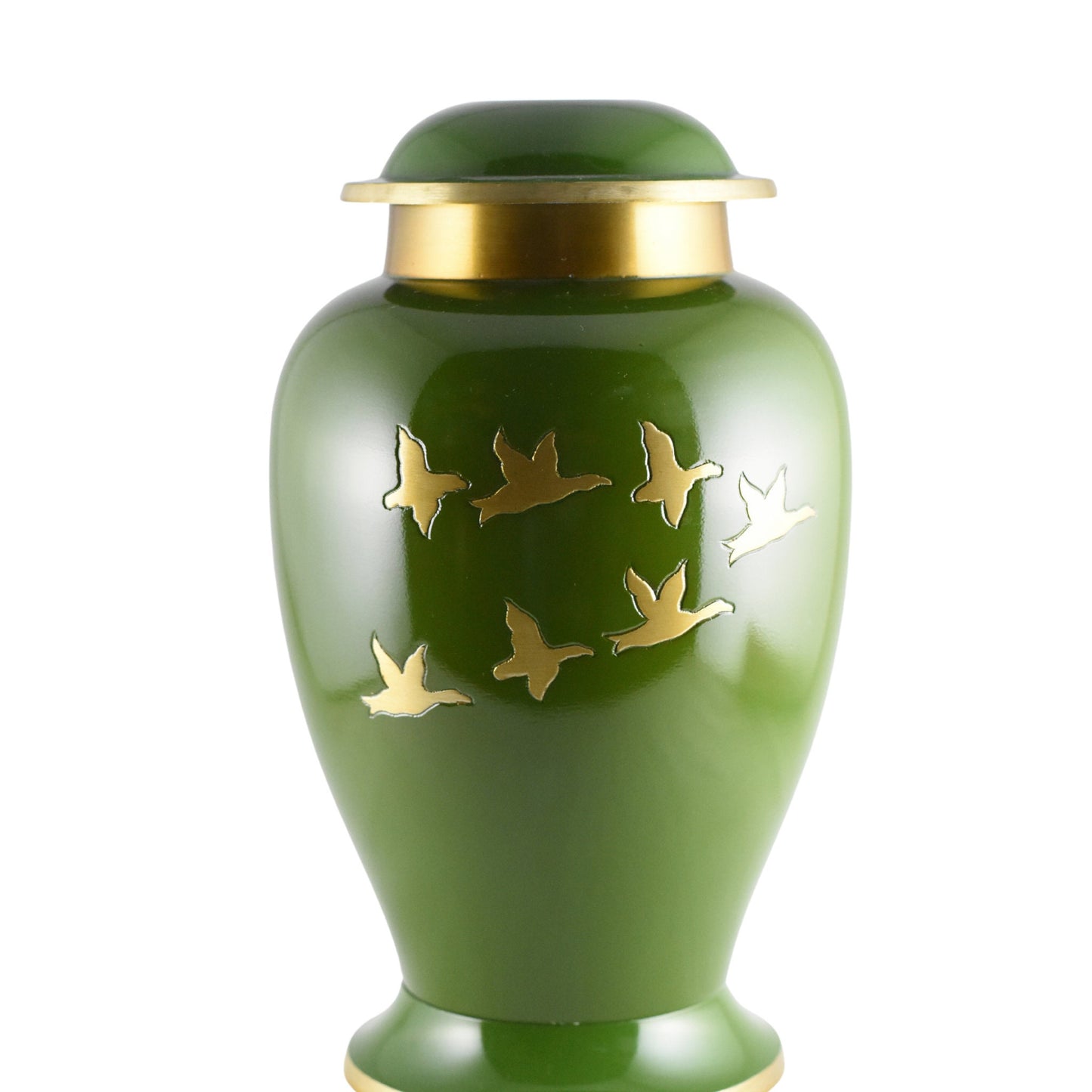 Flying Gold Geese Migration - Blue/Black/green with Gold Ring Unique Design Urn for Ashes Adult male - Urns for human ashes adult female