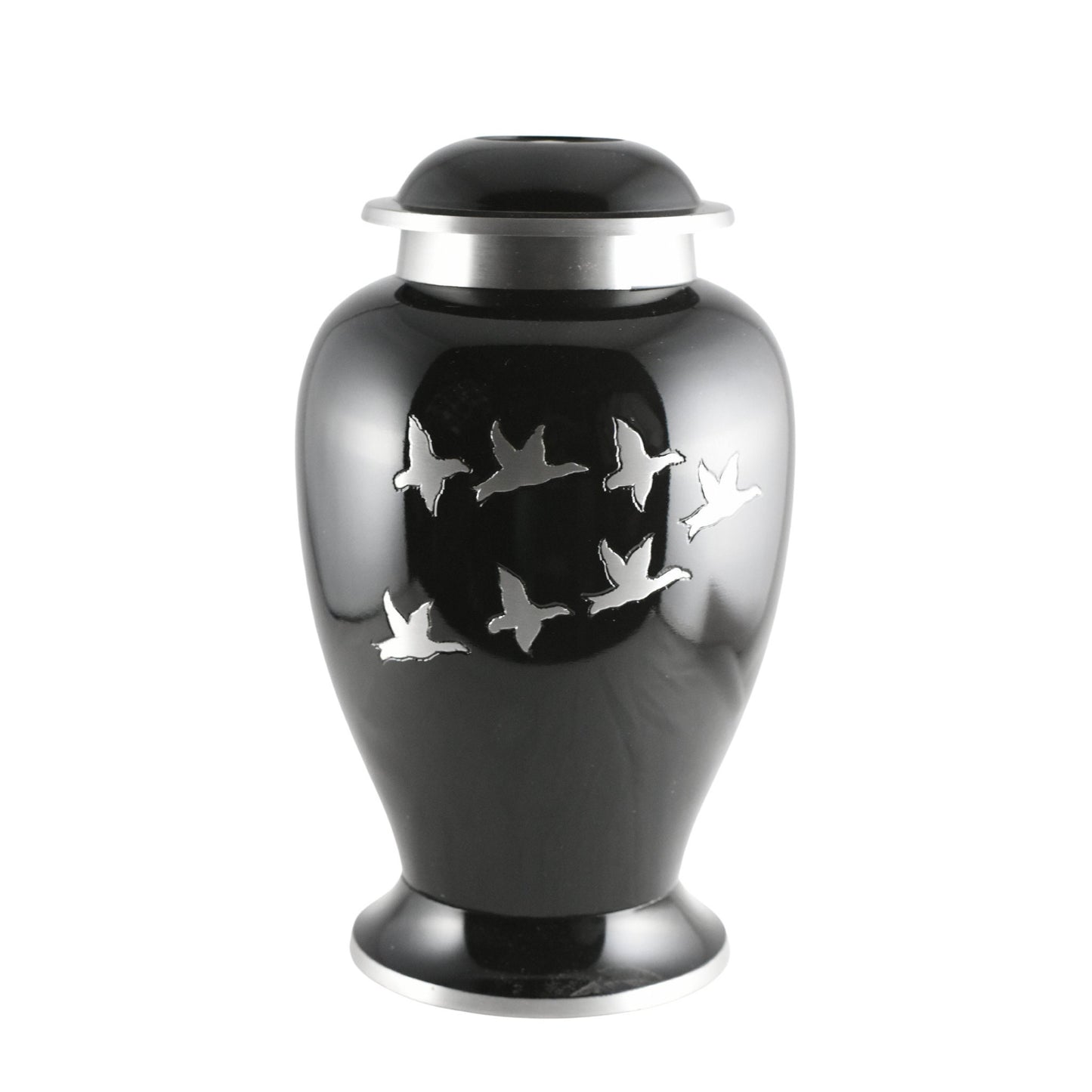 Flying Gold Geese Migration - Blue/Black/green with Gold Ring Unique Design Urn for Ashes Adult male - Urns for human ashes adult female