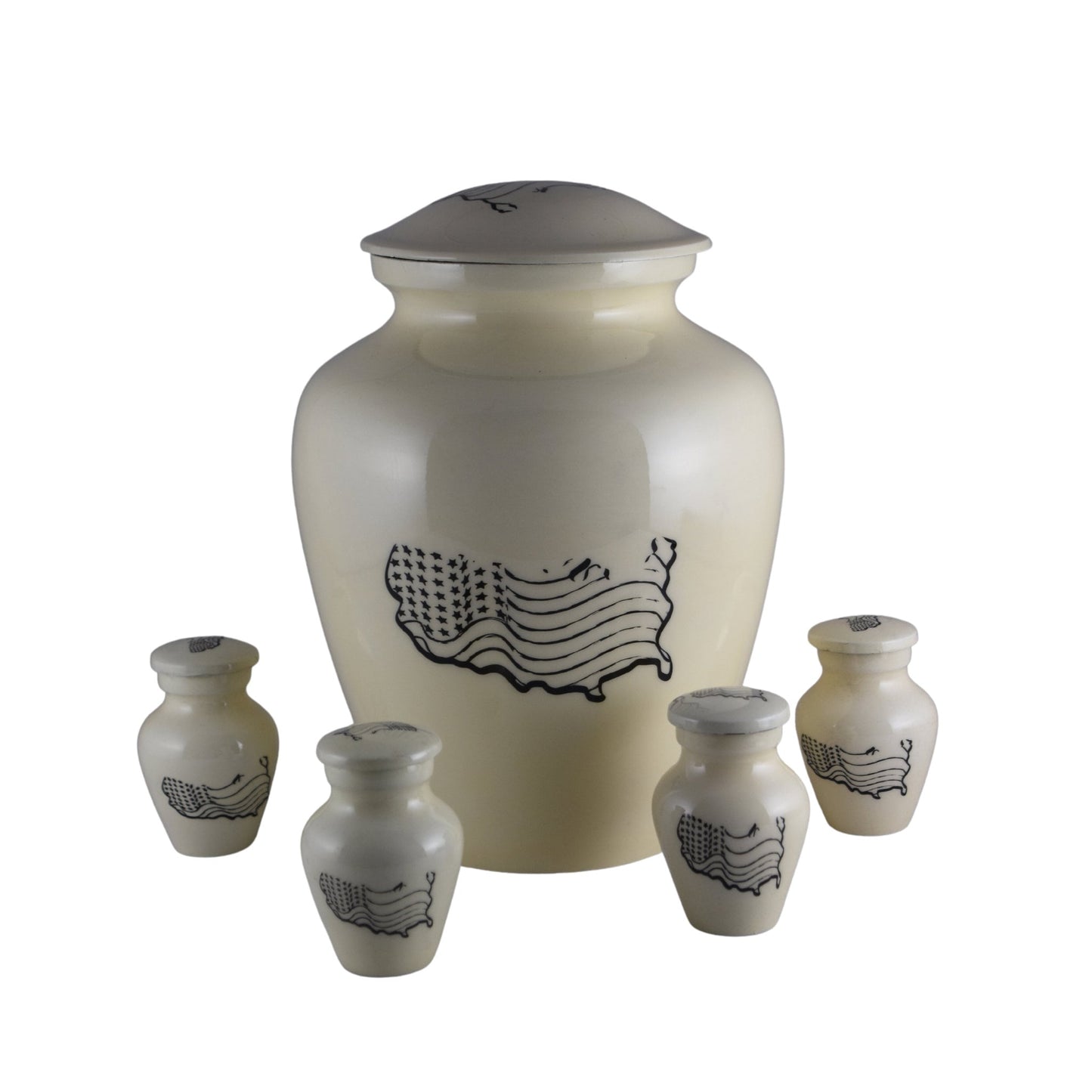 Beige American Flag Urn for Ashes Adult male - Urns for human ashes adult female - Urns for adult ashes - American Flag Black and White