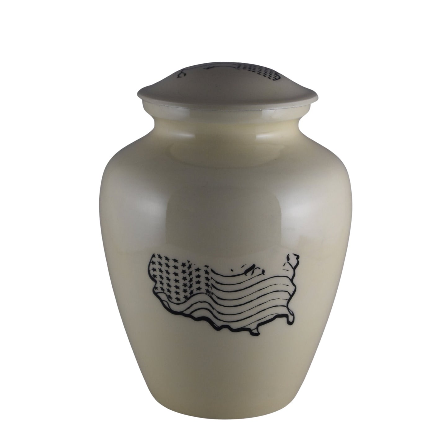 Beige American Flag Urn for Ashes Adult male - Urns for human ashes adult female - Urns for adult ashes - American Flag Black and White