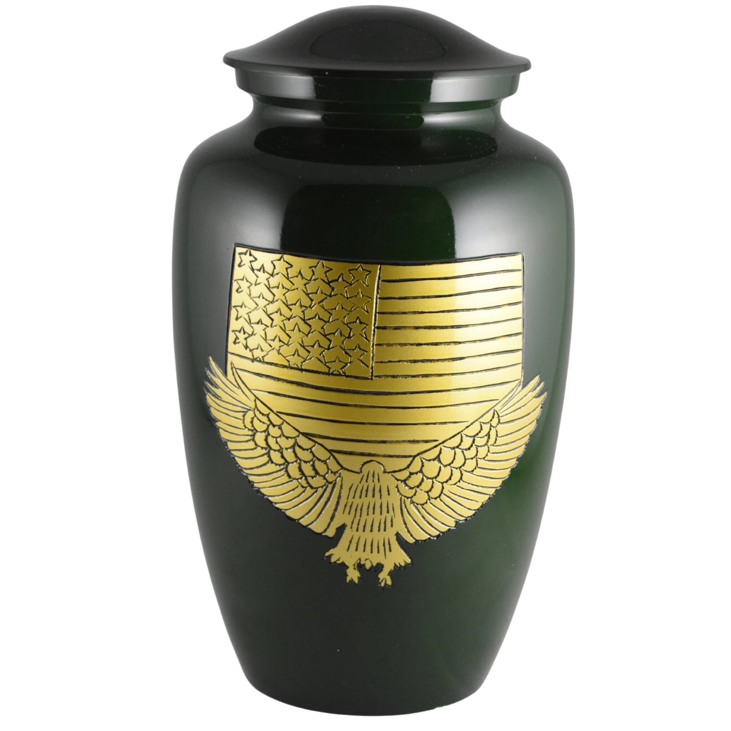 American Flag with Flying Eagle - Silver/Gold/Copper Colored - Urn for Ashes Adult male - Urns for human ashes adult female - Urns - Etched