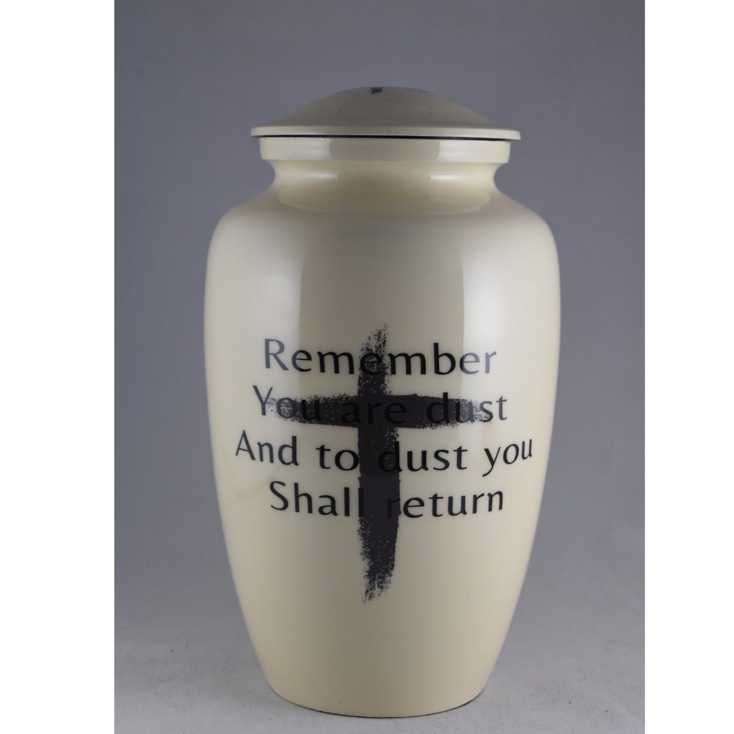 Holy Cross with Remember That You are Dust, And Unto Dust You Shall Return - Beige Urn for human ashes adult male/female - Urns - Spiritual