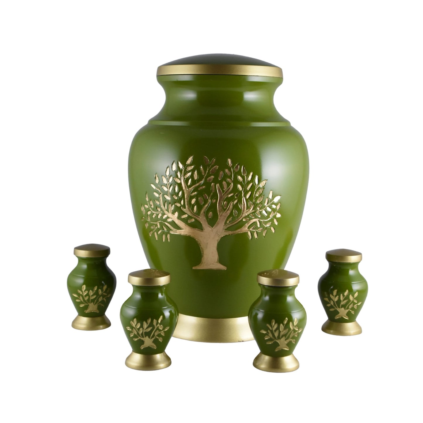 Gold Tree of Life Green/Gray/Black -  Unique design Urn for Ashes Adult male - Urns for human ashes adult male/female -  Etched Tree of Life