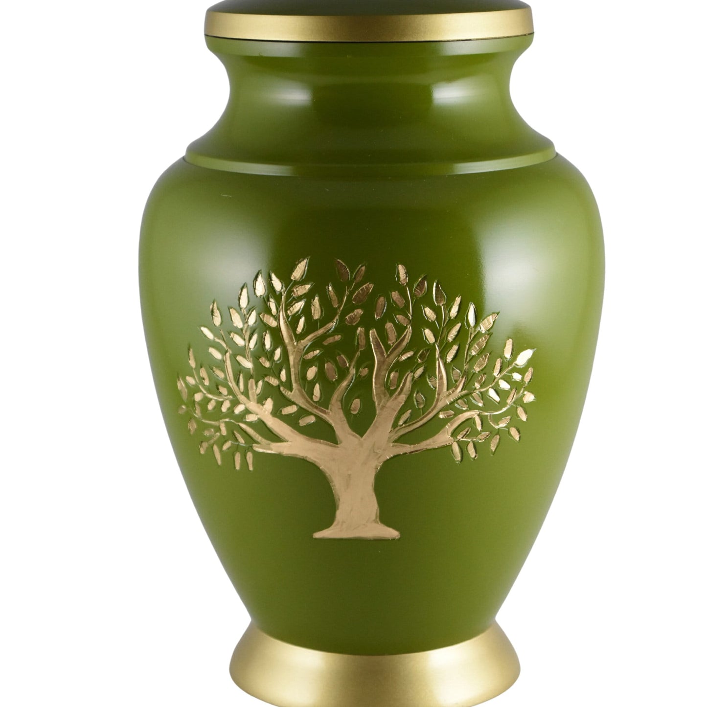 Gold Tree of Life Green/Gray/Black -  Unique design Urn for Ashes Adult male - Urns for human ashes adult male/female -  Etched Tree of Life