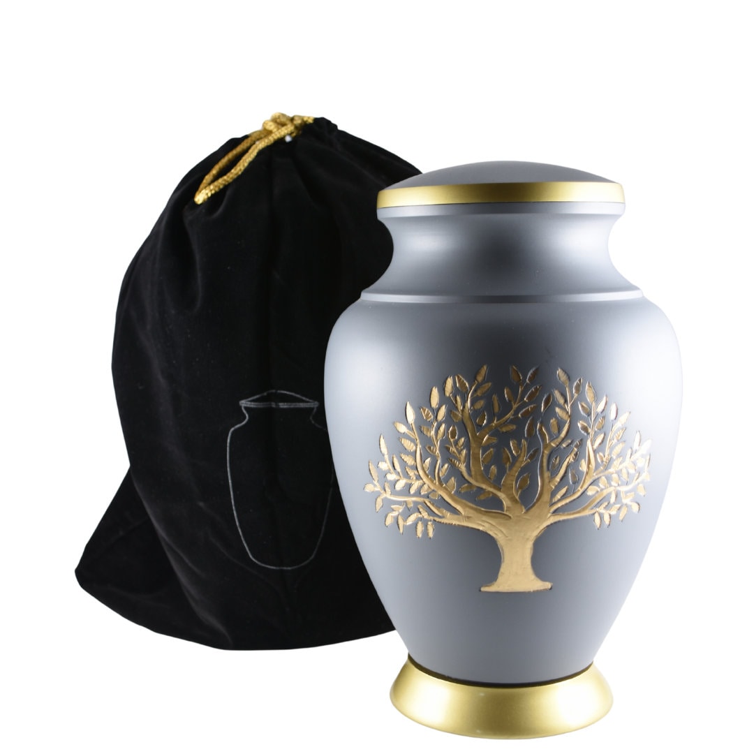 Gold Tree of Life Green/Gray/Black -  Unique design Urn for Ashes Adult male - Urns for human ashes adult male/female -  Etched Tree of Life