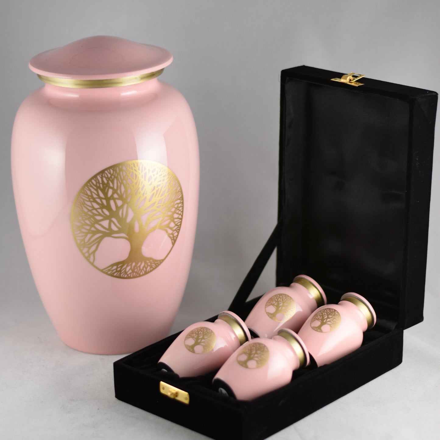 Large Pastel Blue/Pink/Purple/Beige with Gold Tree of Life Urn - Pastel Urns for human ashes adult male/female - Urns - Unique lid/cap