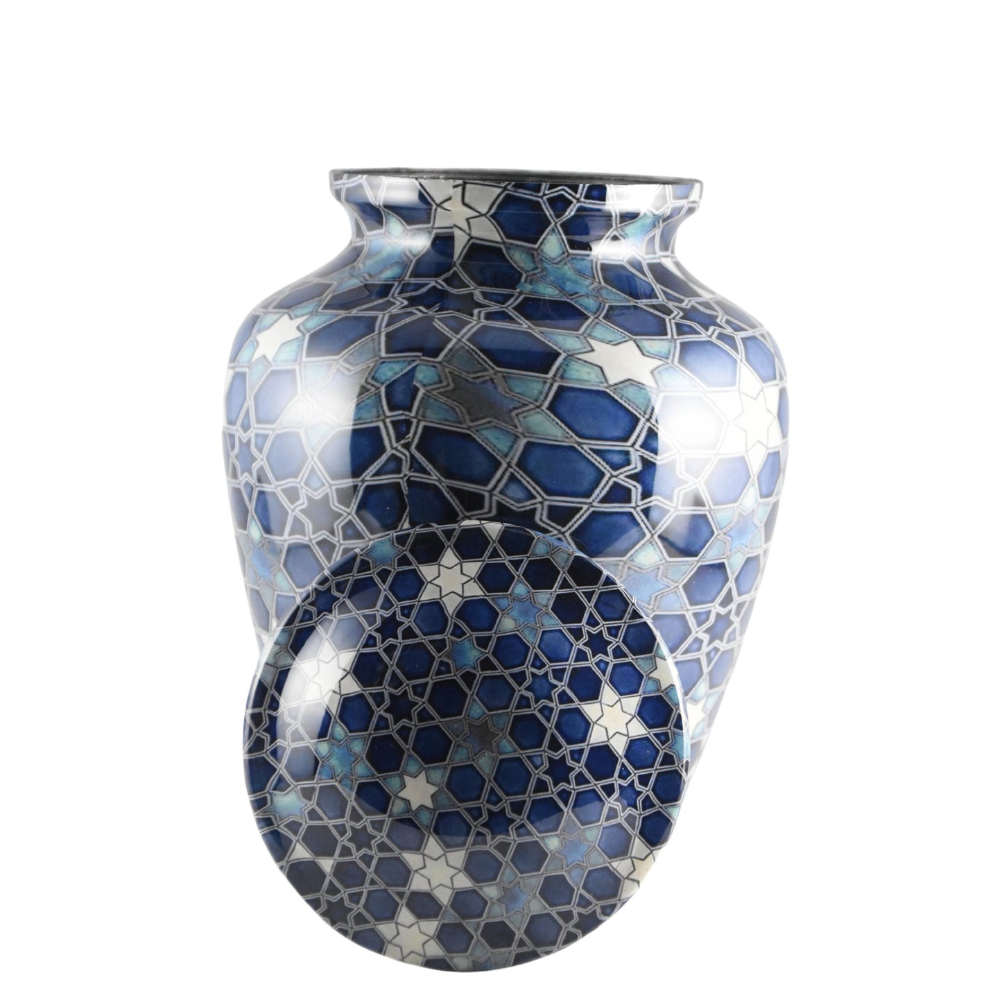 Blue Mosaic Star Pattern Urn for Ashes Adult male - Urns for human ashes adult female - Urns for adult ashes - Blue Mosaic - Star Pattern