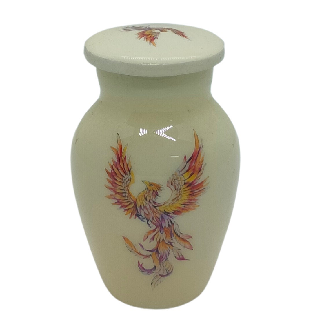 Phoenix - Immortal Bird White Keepsakes Set of 4 for Ashes Adult male - Keepsakes for human ashes adult female -  Cremation Urns - Firebird