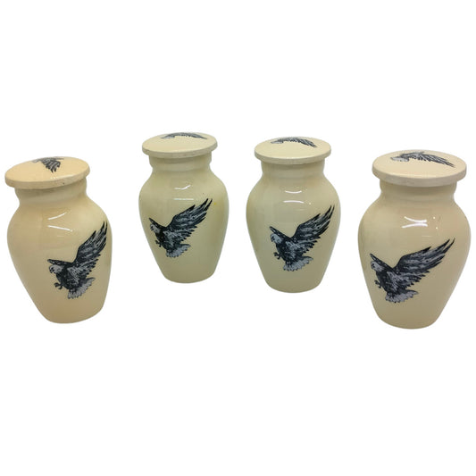 Flying Eagle - Eagle in Flight White Keepsakes Set of 4 for Ashes Adult male - Keepsakes for human ashes adult female -  Cremation Urns