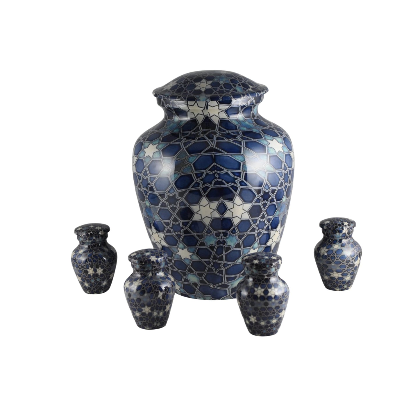 Blue Mosaic Star Pattern Keepsakes Set of 4 - Keepsakes for Ashes - Blue Mosaic - Star Pattern